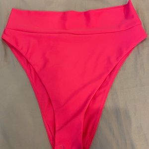 bright pink high rise swimsuit bottoms